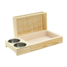 Rabbit Hay Feeder with Sandpit, Wooden Support, Durable Design, Ideal for Small Animals, Easy to Clean