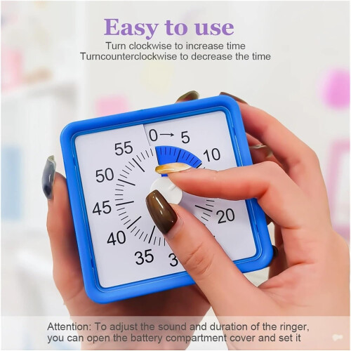 Visual 60 Minute Timer for Kids and Adults, Silent Countdown Timer for Home and Classroom Use, Black Color 1
