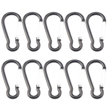 Karabinerhaken 10 Stück Aluminiumlegierung Federbelasteter Haken für Camping Wandern Outdoor Aktivitäten Schwarz