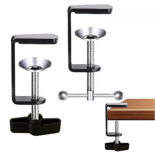 Universal- C Shape Table Mounting Clamp Metal Black White Desktop Mic Stand Microphone Arm- Desk Mountv 1