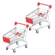 Small Shopping Cart Trolley Set of 2 for Desk Decoration and Storage, Decorative Office Organizer Baskets in Stylish Design