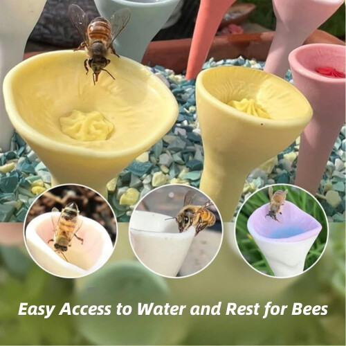Bee Insect Drinking Cup - Colourful Pollinator Watering Cup for Bees, Safe Drinking Water Source, White, Durable Design 1