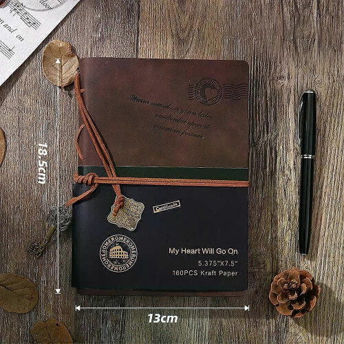 Vintage Notebook Kit Traveller's Diary Eco Leather Soft Cover Inner Notebooks & Notepads Brun 2