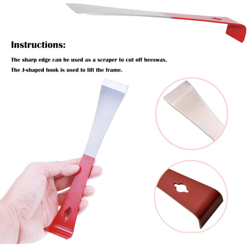 Stainless Steel Beehive Scraper Tool for Beekeeping - Durable 2-Pack Beekeeper Equipment in Red and Silver 1