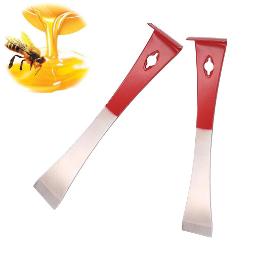 Stainless Steel Beehive Scraper Tool for Beekeeping - Durable 2-Pack Beekeeper Equipment in Red and Silver