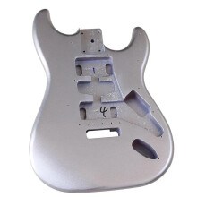 Electric Guitar Kit, Silver E Guitar Body, DIY Assembly Accessories, Shiny Finish, Compatible with Standard Components