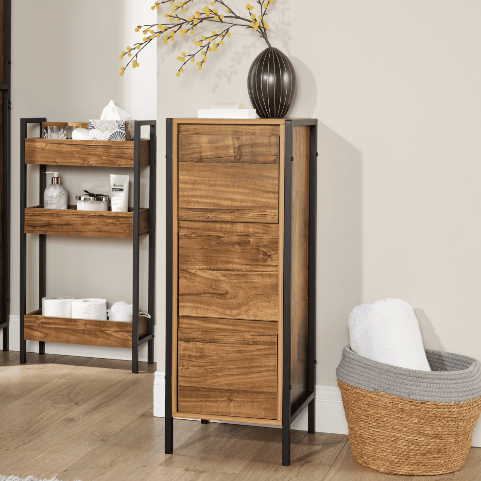 Locastra Bathroom Cabinet 3 Drawer Storage Organiser Floor Unit Modern