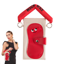 Sunglasses Case with PU Faux Leather Mobile Phone Holder, Waterproof 2-in-1 Design for Women and Girls, Red