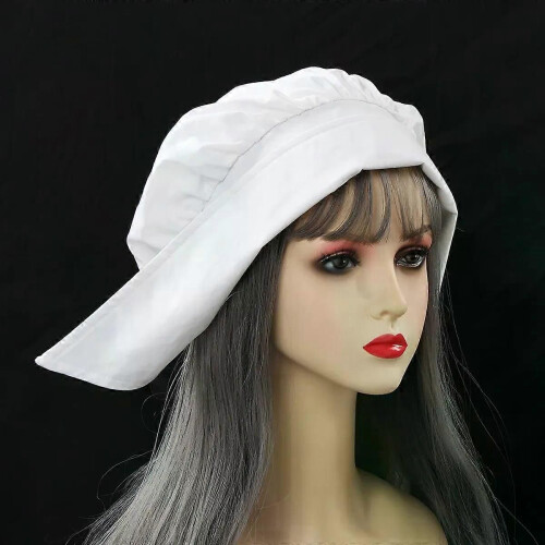White Bonnet Victorian Cosplay Hat Medieval Vintage Head Wear 2