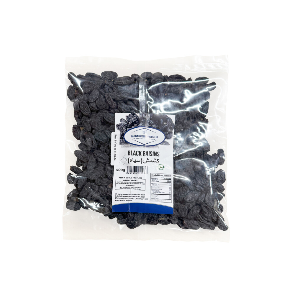 Pakwatandriedfruits Jumbo Size Black Raisins Without Seeds 500G