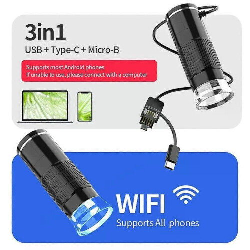 Microscope numérique sans fil, grossissement 50X-1000X, microscopes portables USB avec flexible 2