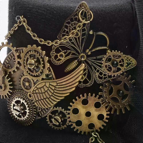 Cappello a cilindro Steampunk da donna, mini fermaglio per capelli nero, accessori per capelli 2
