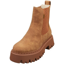 (6.5) Buffalo Aspen Warm Vegan Womens Chelsea Boots in Cognac