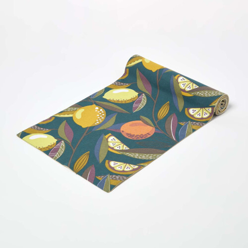 Homescapes 100% Cotton Citrus Table Runner 1