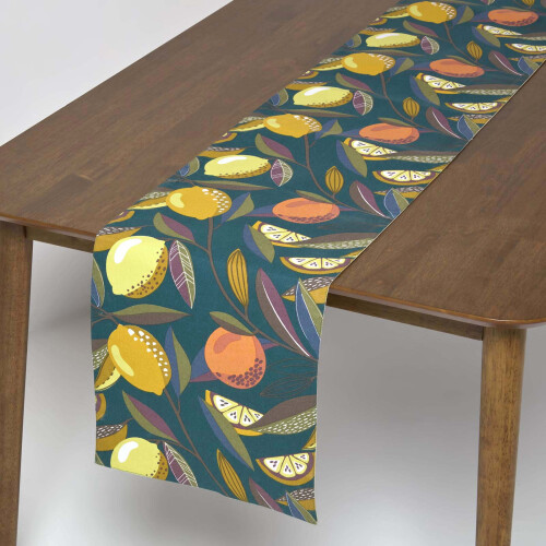 Homescapes 100% Cotton Citrus Table Runner