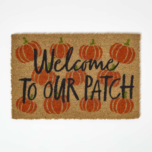 Homescapes Pumpkin Patch Non-Slip Coir Doormat, 40 x 60 cm