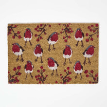 Christmas Robins Non-Slip Coir Doormat, 40 x 60 cm