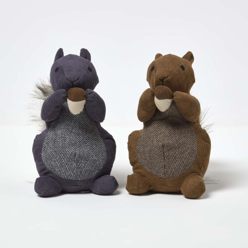 Homescapes Luxury Fabric Squirrel Doorstop Set of 2 1