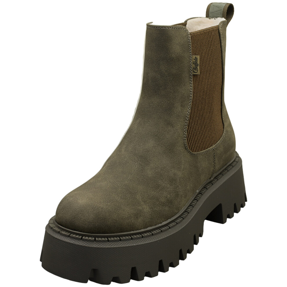 Buffalo (7) Aspen Warm Vegan Womens Chelsea Boots In Khaki