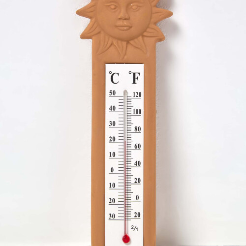 Homescapes Outdoor Thermometer with Orange Sun Design 1