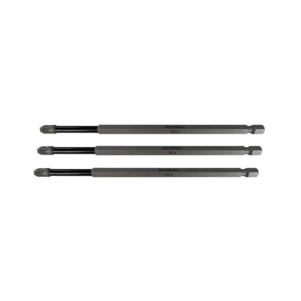 Faithfull - Pozidriv Impact Screwdriver Bits Pz3 X 150Mm (Pack 3)