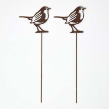 Steel Robin Garden Stake Decorations, Set of 2