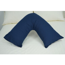 (Navy Blue) Pack of 2 Plain Poly-Cotton Back & Neck Support V Shaped Pillowcase Orthopaedic/Pregnancy/Nursing Pillow Case Pair- Available in 25 Colours 74 x 34 cm