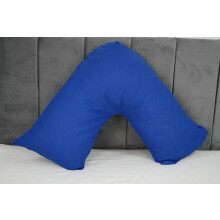 (Royal Blue) Pack of 2 Plain Poly-Cotton Back & Neck Support V Shaped Pillowcase Orthopaedic/Pregnancy/Nursing Pillow Case Pair- Available in 25 Colours 74 x 34 cm