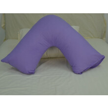 (Purple) Pack of 2 Plain Poly-Cotton Back & Neck Support V Shaped Pillowcase Orthopaedic/Pregnancy/Nursing Pillow Case Pair- Available in 25 Colours 74 x 34 cm