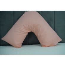 (Peach) Pack of 2 Plain Poly-Cotton Back & Neck Support V Shaped Pillowcase Orthopaedic/Pregnancy/Nursing Pillow Case Pair- Available in 25 Colours 74 x 34 cm