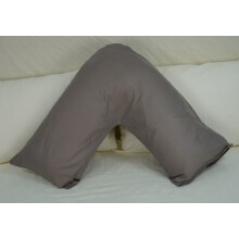 (Silver) Pack of 2 Plain Poly-Cotton Back & Neck Support V Shaped Pillowcase Orthopaedic/Pregnancy/Nursing Pillow Case Pair- Available in 25 Colours 74 x 34 cm