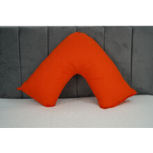 (Orange) Pack of 2 Plain Poly-Cotton Back & Neck Support V Shaped Pillowcase Orthopaedic/Pregnancy/Nursing Pillow Case Pair- Available in 25 Colours 74 x 34 cm