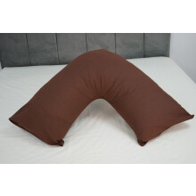 (Brown) Pack of 2 Plain Poly-Cotton Back & Neck Support V Shaped Pillowcase Orthopaedic/Pregnancy/Nursing Pillow Case Pair- Available in 25 Colours 74 x 34 cm