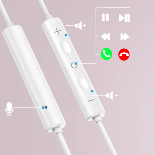 Écouteurs Filaires USB-C Intra-auriculaires Son Clair Micro Télécommande Blanc 2