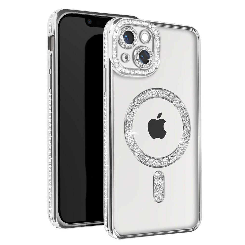 Avizar Diamond Case For Iphone 13 Protection Magsafe Around Strass, Silver 3662428077339