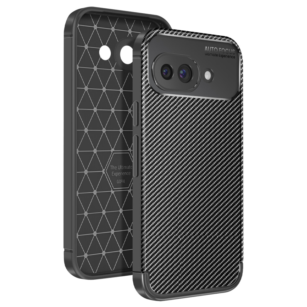 Avizar Carbon Case For Google Pixel 9A Silicone Anti-Shock Anti-Slip, Black 3662428111644