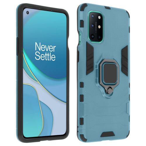 OnePlus 8T Hybrid Shockproof Case with Metallic Ring Stand Blue