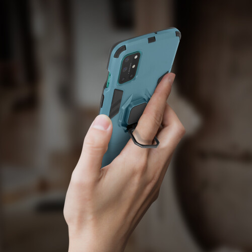 OnePlus 8T Hybrid Shockproof Case with Metallic Ring Stand Blue 2