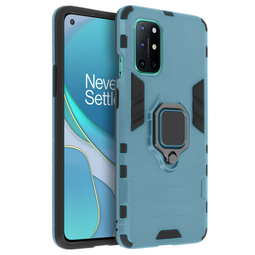 OnePlus 8T Hybrid Shockproof Case with Metallic Ring Stand Blue 1