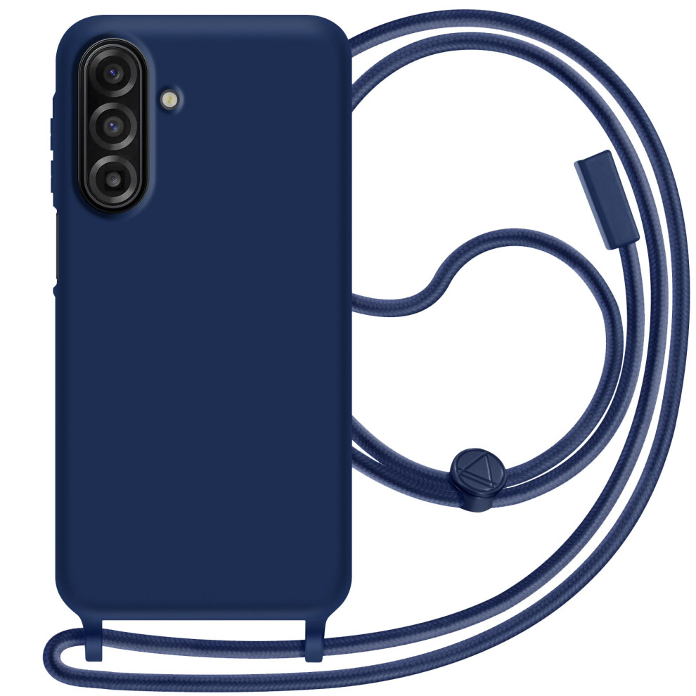Avizar Silicone Case With Neck Strap For Samsung Galaxy A17, Dark Blue 3662428224672