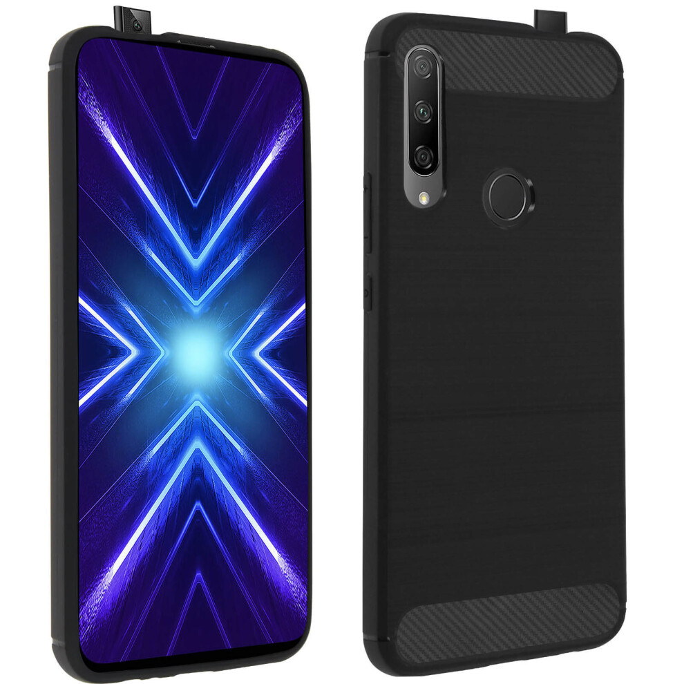 Huawei P Smart Z / Honor 9X Reinforced Flexible Case Brushed Carbon Effect Black 3662427409193
