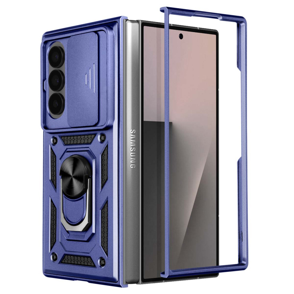 Avizar Case For Samsung Galaxy Z Fold 7 With Ring Stand And Camera Cover, Dark Blue 3662428212877