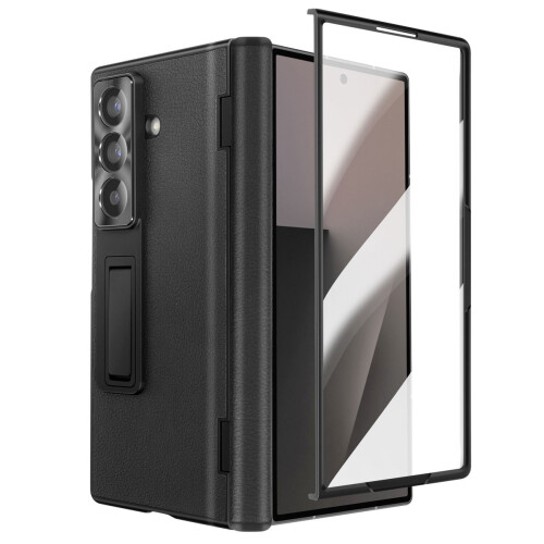 Avizar Full Case for Samsung Galaxy Z Fold 7 with Tempered Glass and Kickstand, Black