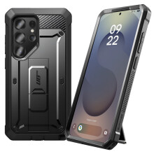 Supcase Samsung Galaxy S25 Ultra stoßfeste Rundumhülle mit Ständer Schwarz