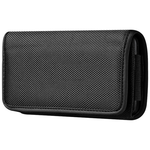 Avizar XXL Oxford Fabric Belt Case with Solid Clip and hook and loop Flap, Black