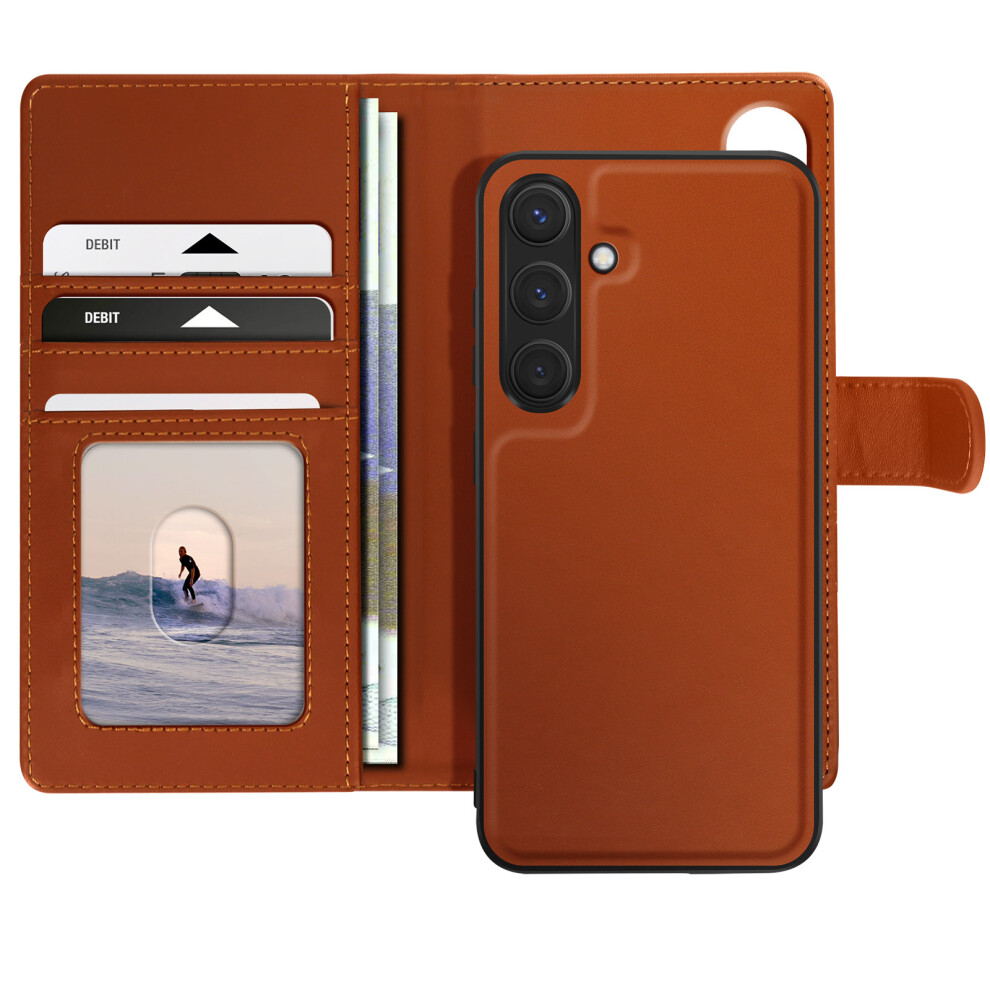 Mayaxess Case For Samsung Galaxy S24 Detachable Shell, Brown 3662428129564