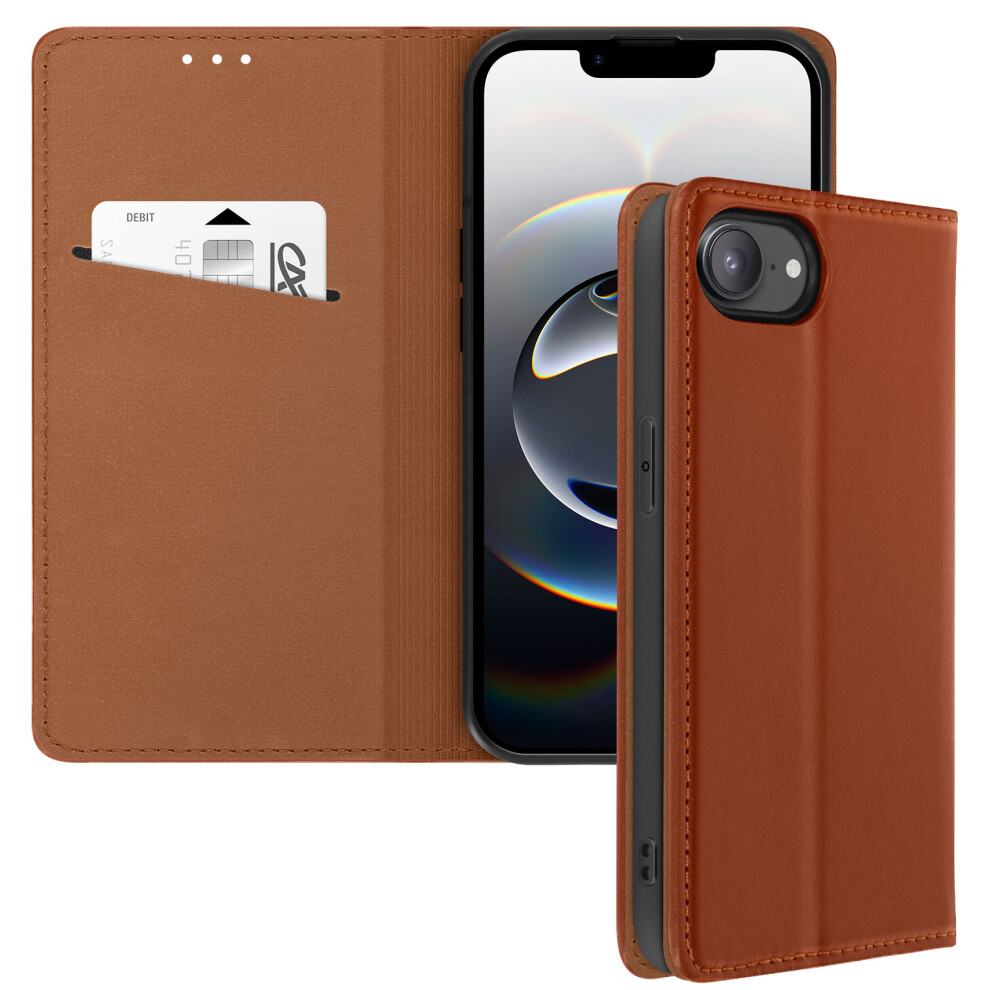 Avizar Case For Iphone 16E Wallet In Genuine Leather, Brown 3662428132939
