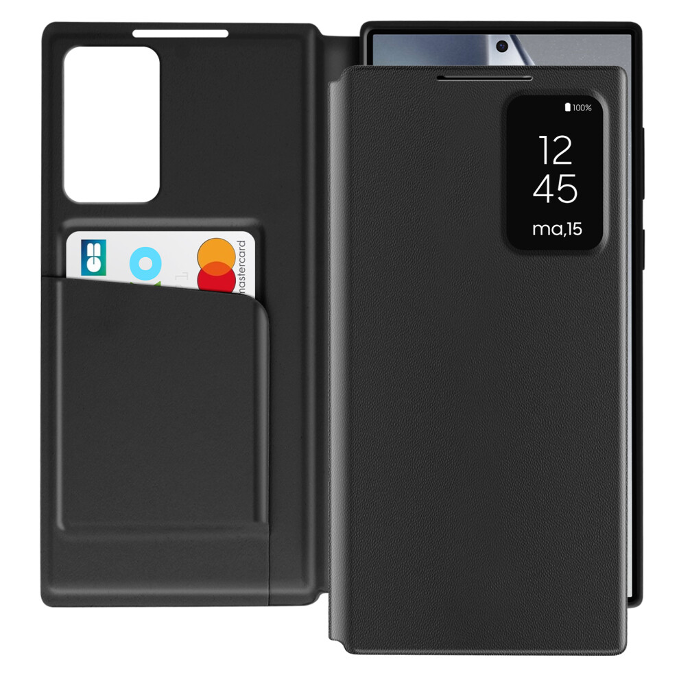 Avizar Leather Case For Galaxy S24 Ultra Display Window Card Holder, Black 3662428134537