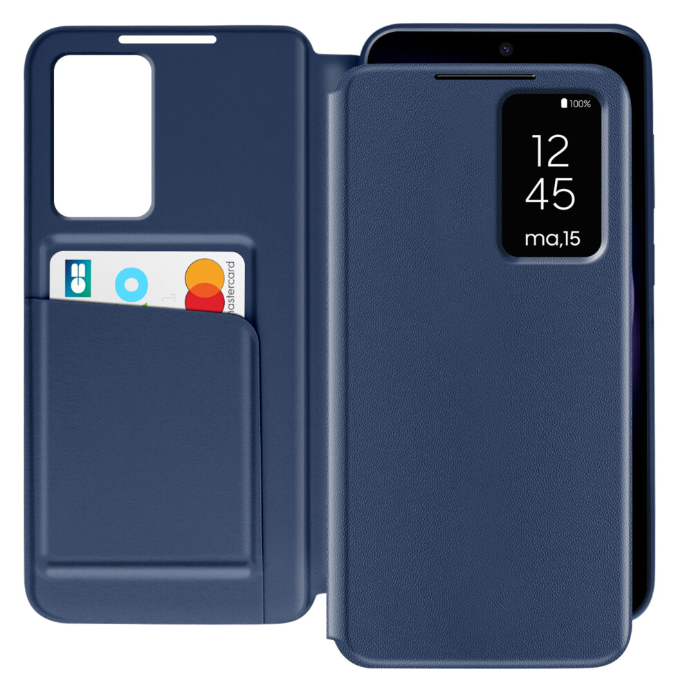 Avizar Leather Case For Galaxy S23 Display Window Card Holder, Dark Blue 3662428134575