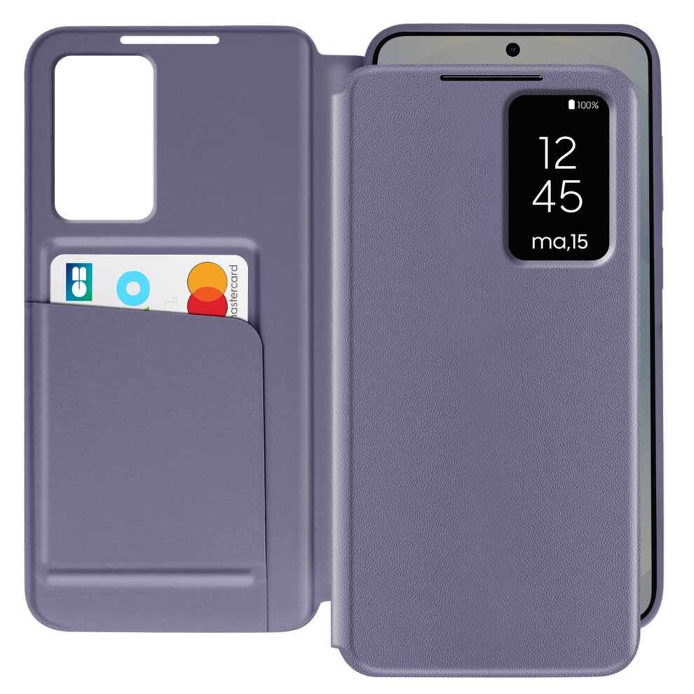 Avizar Leather Case For Galaxy S25 Plus Display Window Card Holder, Lavender Purple 3662428134858